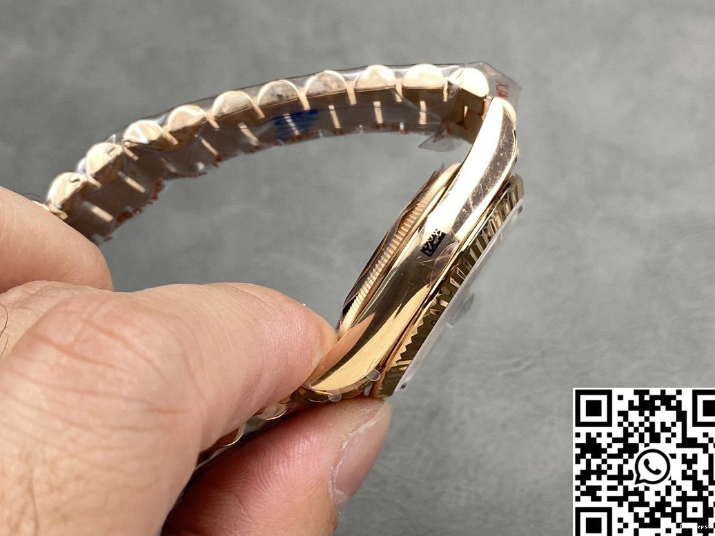 Rolex Date QF Blue Dial Rose Day v5 Factory Gold Tungsten Steel M128235-0085 36mm 0219